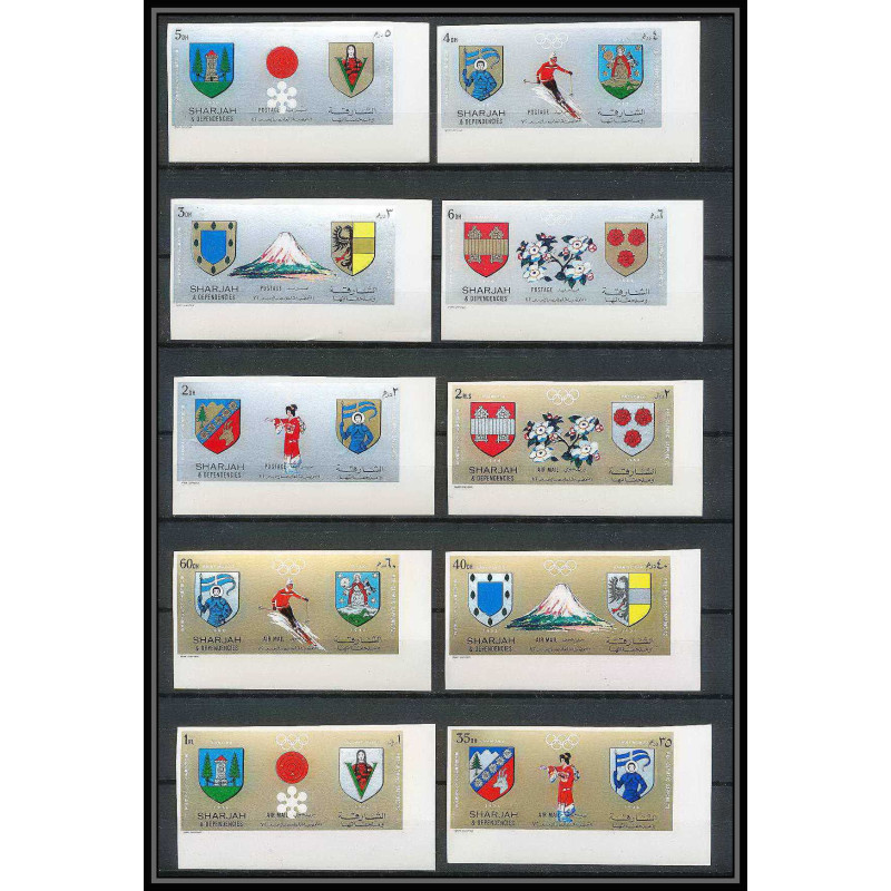 100a - Sharjah - MNH ** N°Mi 825/834 B Non dentelé imperf jeux olympiques (winter olympic games) Sapporo 72