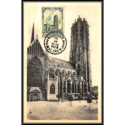 56690 N°269 antituberculeux cathedrale de malines église church 13/4/1929 belgique Carte maximum édition phototypie
