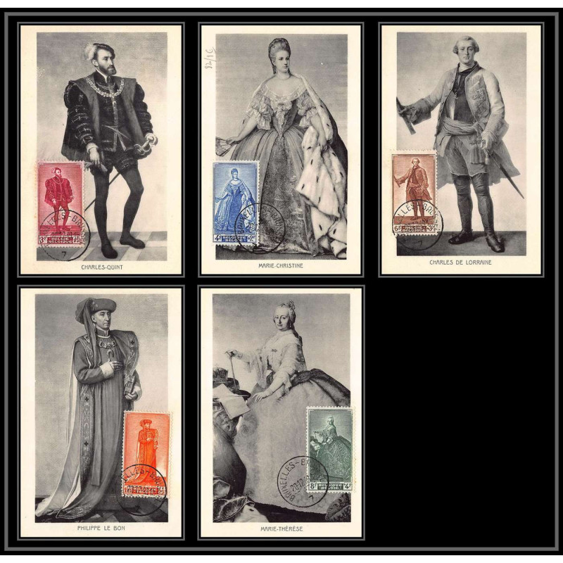 56709a N°818/822 king portrais sénat philippe le bon quint 20/12/1949 belgique Carte maximum card fdc édition inimax
