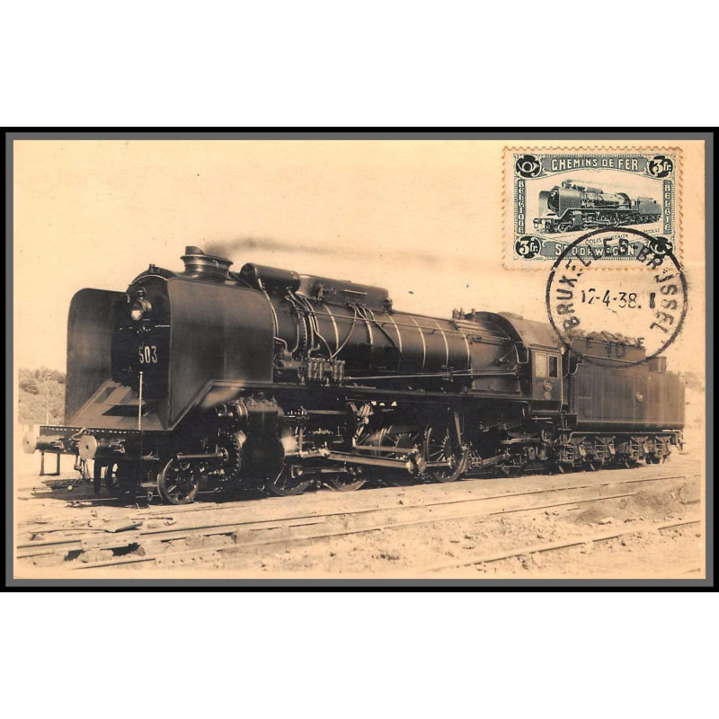 56725 colis postaux N°175 locomotive goliath train 17/4/1938 belgique Carte photo maximum (card) 