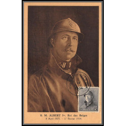 56732 N°169 albert 1er roi casqué 1934 belgique Carte maximum card 