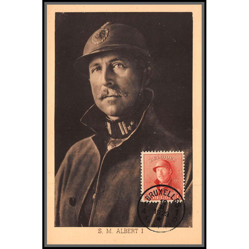 56733 N°168 albert 1er roi casqué 1929 belgique Carte maximum card 