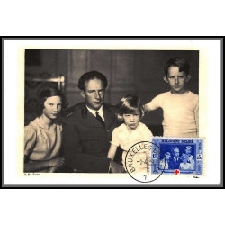 56734 N°501 leopold 2 et ses enfants 1/4/1939 Croix rouge red cross belgique Carte maximum card fdc édition LAB