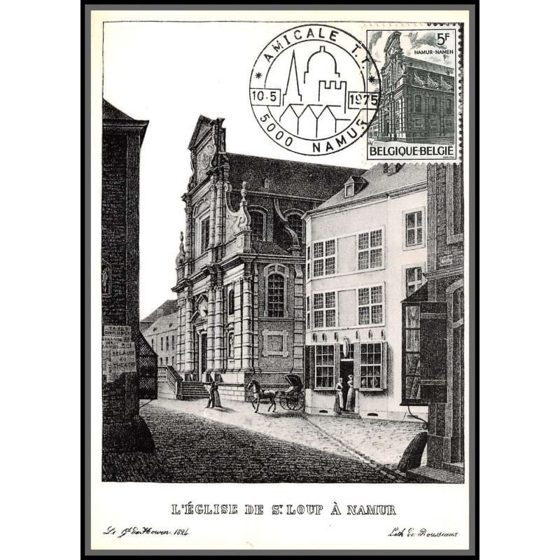 56744 N°1761 église de st loup namur church 1975 belgique Carte maximum card fdc édition maximaphile