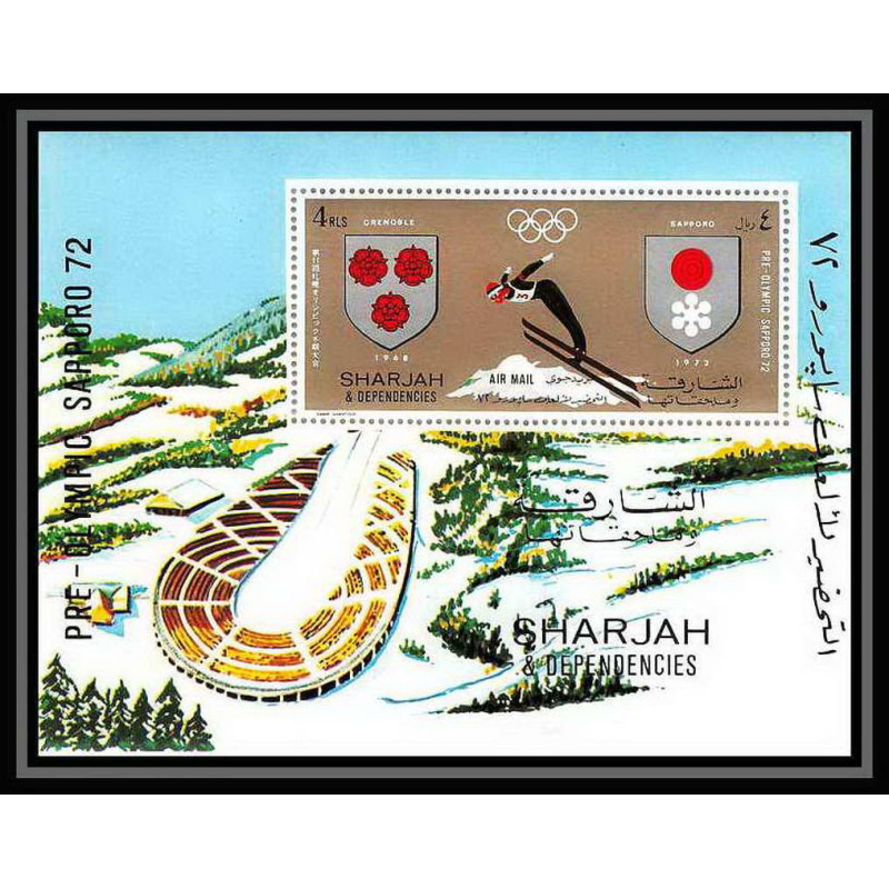 101e - Sharjah - MNH ** Mi bloc N°85 A jeux olympiques olympic games grenoble/Sapporo 72