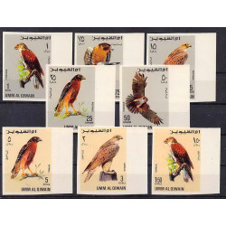 102a - Umm al Qiwain - MNH ** Mi N°225/232 B rapaces oiseaux (bird birds of prey oiseau) Non dentelé imperf
