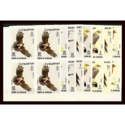 102c Umm al Qiwain MNH ** Mi N°225/232 B rapaces oiseaux bird birds of prey oiseau Non dentelé imperf bloc 4 