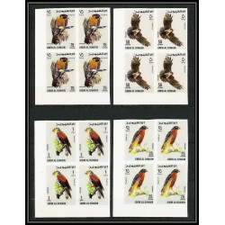 102c Umm al Qiwain MNH ** Mi N°225/232 B rapaces oiseaux bird birds of prey oiseau Non dentelé imperf bloc 4 