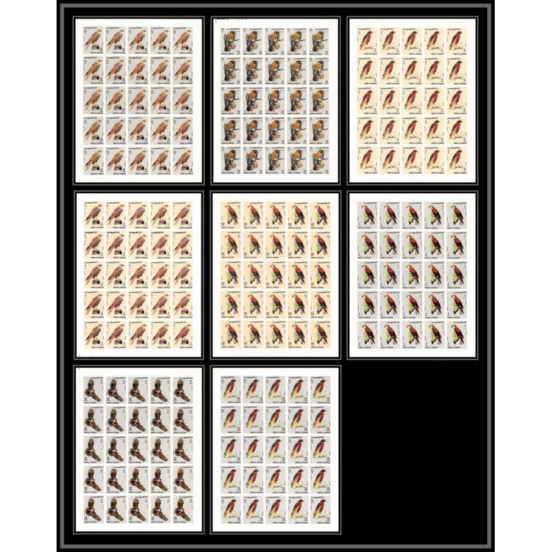 102d - Umm al Qiwain MNH ** N°225/232 B rapaces oiseaux bird birds of prey Non dentelé imperf feuilles sheets
