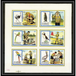 103a Fujeira MNH ** Mi N°1012/1017 B Non dentelé imperf Scout (scouts and birds - jamboree) oiseaux parrots