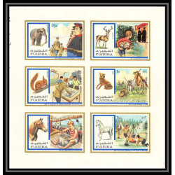 104 - Fujeira MNH ** Mi N°896/901 B Non dentelé imperf Scout (scouts and animals jamboree) éléphant horse 