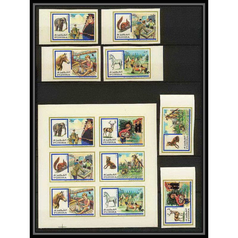 104a - Fujeira MNH ** Mi N°896/901 B Non dentelé imperf Scout (scouts and animals jamboree) éléphant horse 