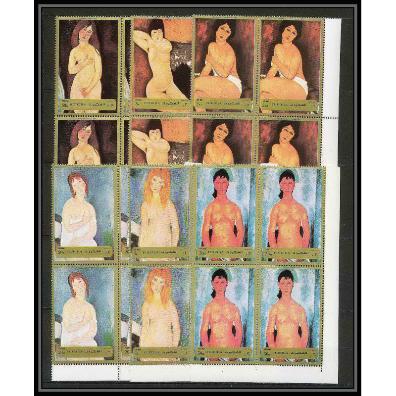 106c - Fujeira - MNH ** Mi N°1222/1227 A Tableau (tableaux nudes paintings) modigliani bloc 4