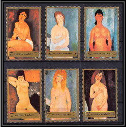 106d - Fujeira - MNH ** Mi N°1222/1227 A Tableau (tableaux nudes paintings) modigliani