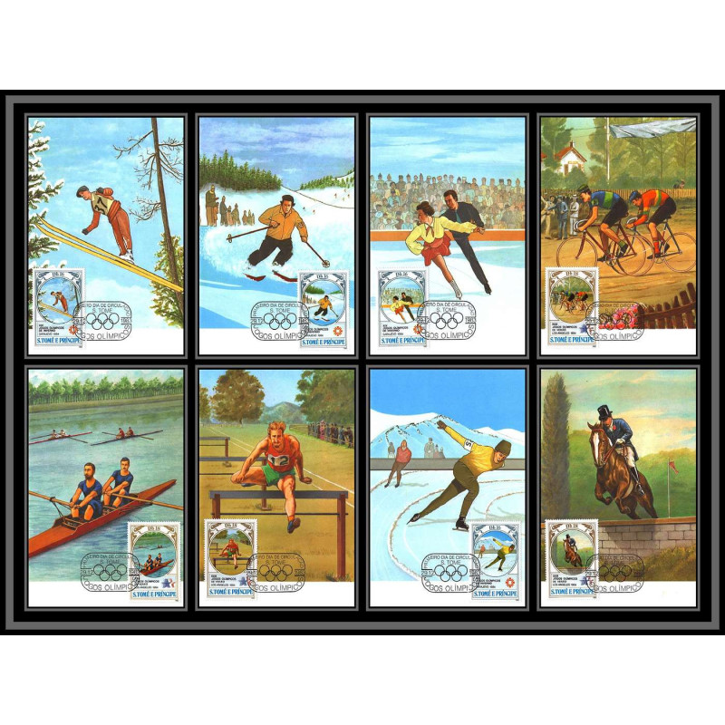 5850 Carte maximum card s tome e principe mi N°869/876 jeux olympiques olympic games los angeles sarajevo 1984 1983 fdc
