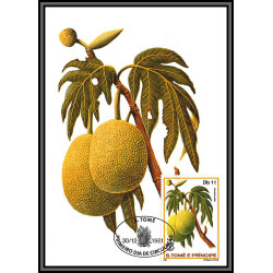 5851 Carte maximum card s tome e principe mi N°744/749 fruits fruts 1981 ananas café cacao mangue fdc coffee