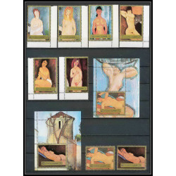106h - Fujeira - MNH ** Mi N°1222/1227 A + bloc 117/118 A Tableau (tableaux nudes paintings) modigliani