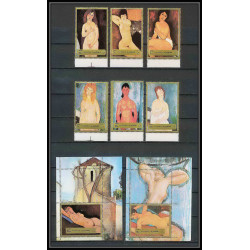106i - Fujeira - MNH ** Mi N°1222/1227 A + bloc 117/118 A Tableau (tableaux nudes paintings) modigliani