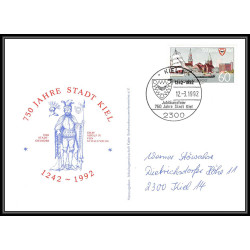 Allemagne (germany) - Carte commemorative (card) 2140 750 jahre stadt kiel 1992 bateau bateaux ship lot 2 cartes 