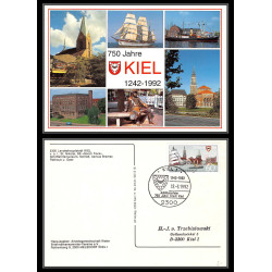 Allemagne (germany) - Carte commemorative (card) 2140a 750 jahre stadt kiel 1992 bateau bateaux ship 