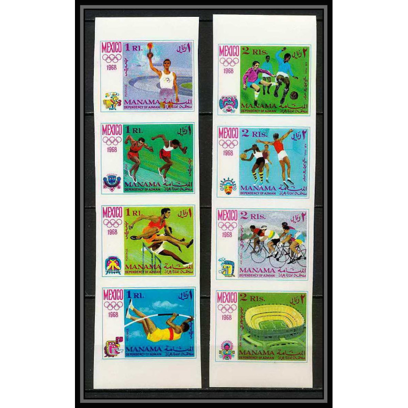 108c - Manama - MNH ** Mi N°77/84 B Non dentelé imperf jeux olympiques olympic games mexico 68