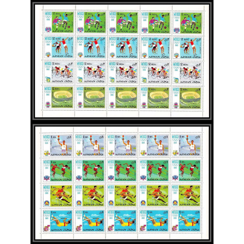 111 - Ajman - MNH ** Mi N°247/254 A jeux olympiques olympic games mexico 68 feuilles sheets