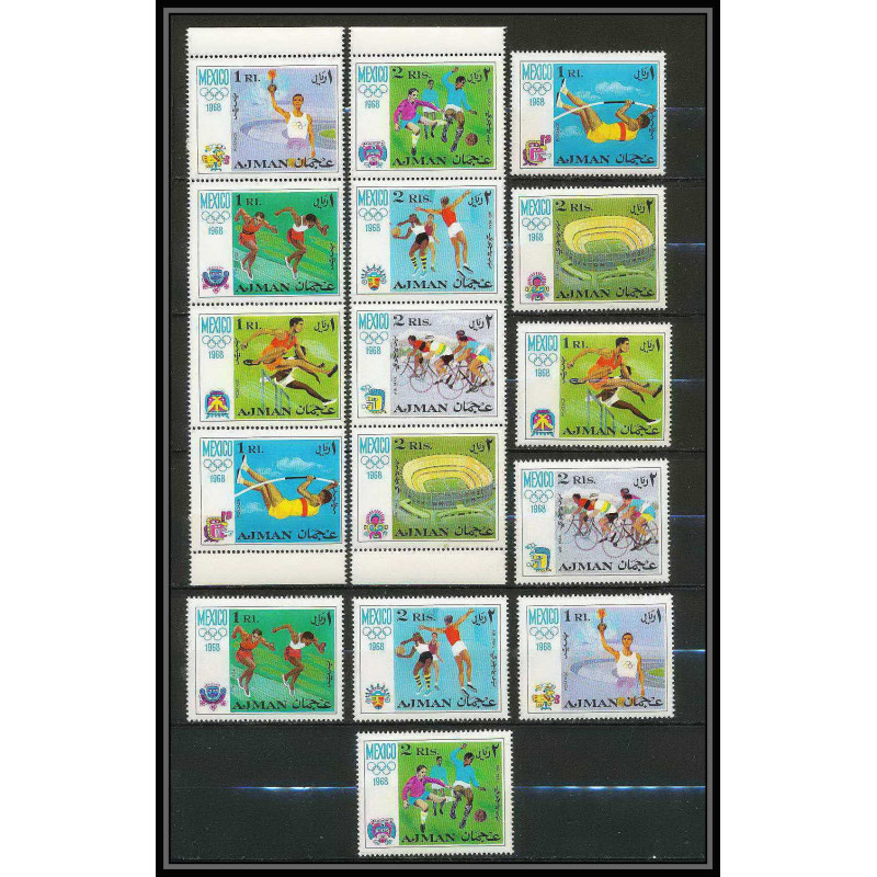111B - Ajman - MNH ** Mi N°247/254 A jeux olympiques olympic games mexico 68 Football (Soccer) cycling basketball