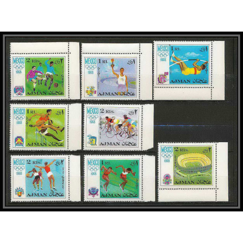 111c - Ajman - MNH ** Mi N°247/254 A jeux olympiques olympic games mexico 68 Football (Soccer) cycling basketball