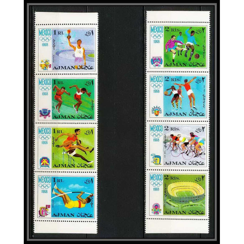 111d - Ajman - MNH ** Mi N°247/254 A jeux olympiques olympic games mexico 68 Football (Soccer) cycling basketball