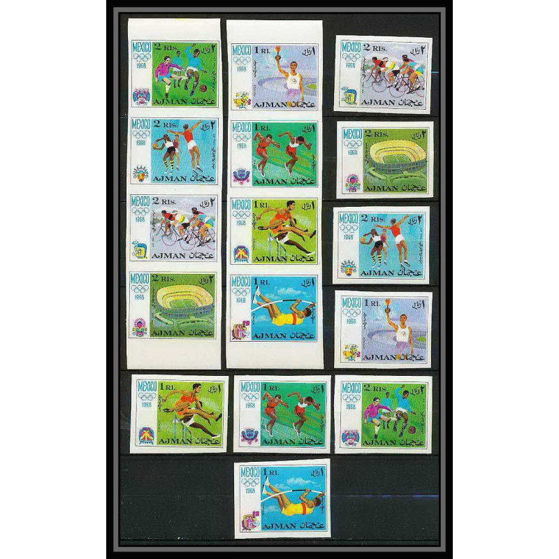 112a - Ajman MNH ** Mi N°247/254 B jeux olympiques olympic games mexico 68 Football Soccer Non dentelé imperf