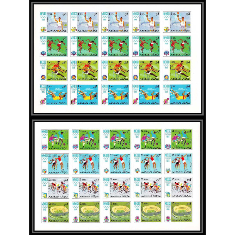 112b - Ajman MNH **N°247/254 B jeux olympiques olympic games mexico 68 Non dentelé imperf feuilles sheets