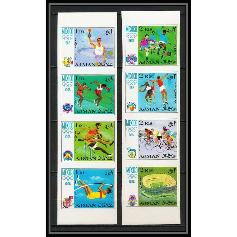 112c - Ajman - MNH ** N°247/254 B jeux olympiques olympic games mexico 68 Football (Soccer) Non dentelé imperf