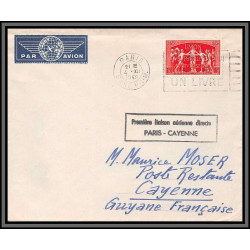 10192 N°851 UPU 1ère liaison aerienne directe paris cayenne 4/12/1949 par avion lettre cover France aviation 
