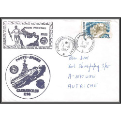 10304 porte avion clemenceau mission promethee 3/10/1987 pour wien autriche lettre cover France poste navale 