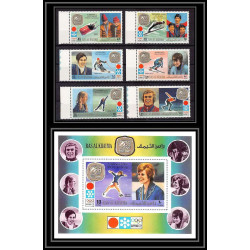 114 - Ras Al Khaima MNH ** N°731/736 + bloc 130 A jeux olympiques (winter olympics games) sapporo 72 gold medalist