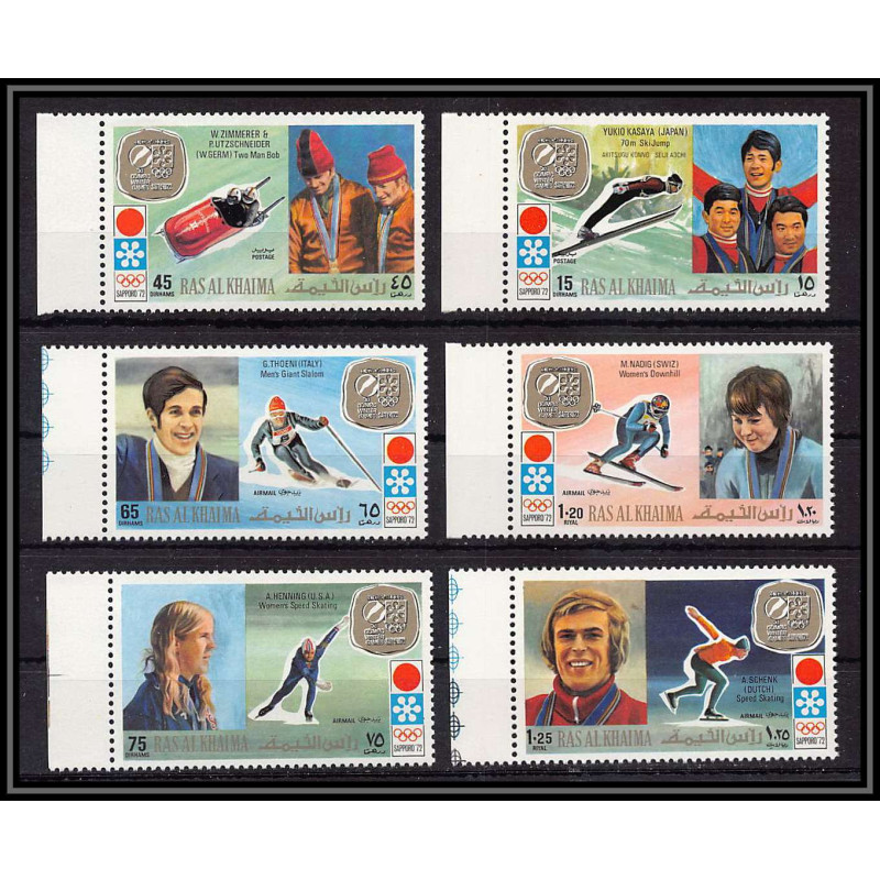 114a - Ras Al Khaima MNH ** N°731/736 jeux olympiques (winter olympics games) sapporo 72 gold medalist