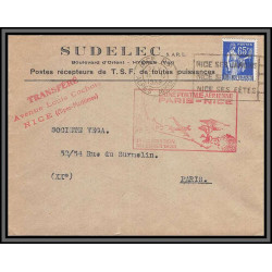 10700 entete sudelec première liaion aérienne paris nice 15/2/1938 lettre cover France aviation 