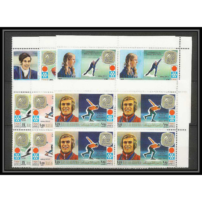 114c - Ras Al Khaima MNH ** N°731/736 jeux olympiques (winter olympics games) sapporo 72 gold medalist bloc 4