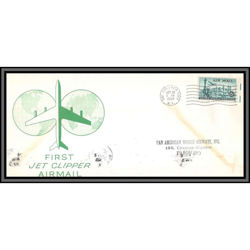 10898 first jet clipper airmail new york krag paris aviation lettre cover usa aviation 