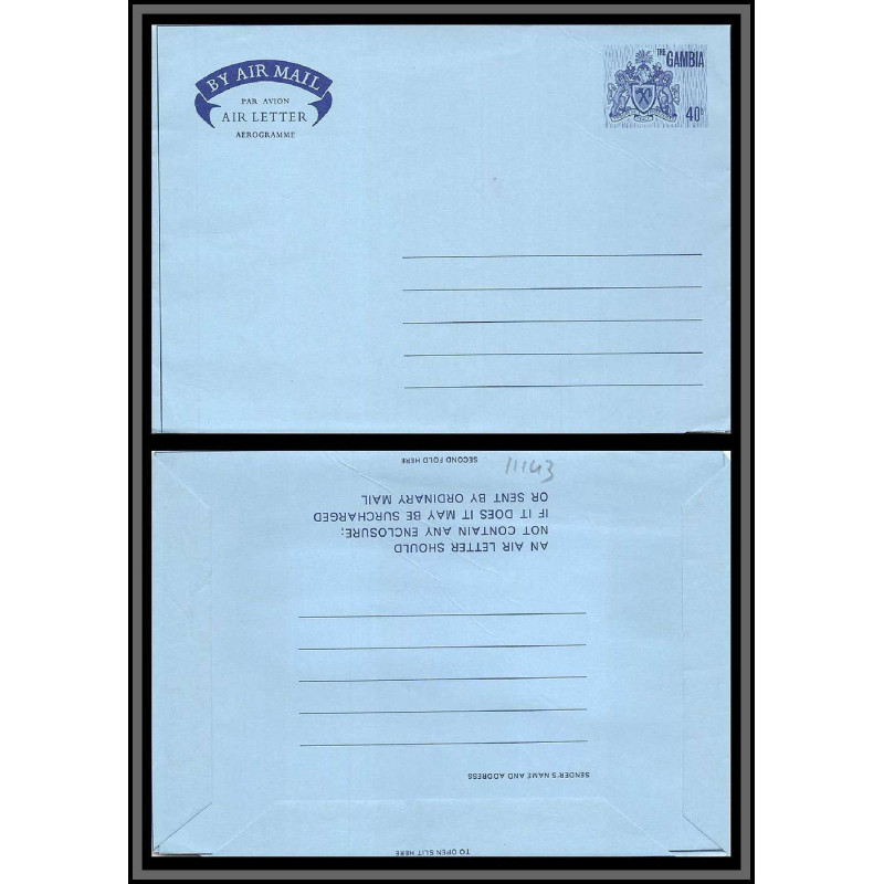 11143 40b entier stationery aerogramme gambie gambia 