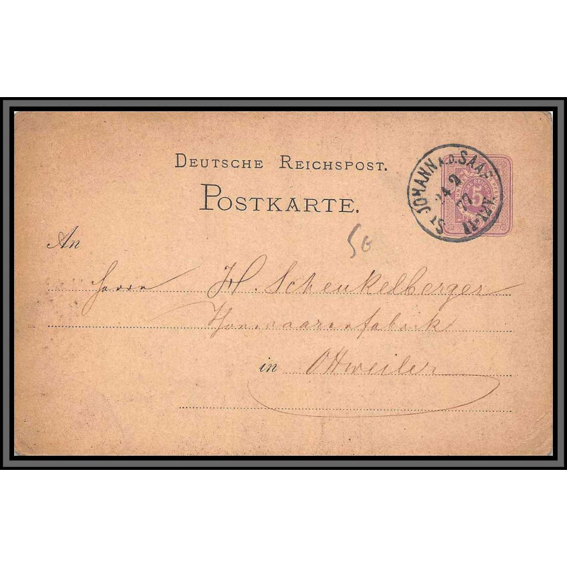 11458 Saint Johann in Tirol 1877 entier stationery carte postale postcard allemagne deutsche reichspost 