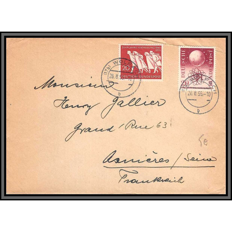 11477 N°88 / 91 Wolfach 1955 lettre cover allemagne bund rfa 