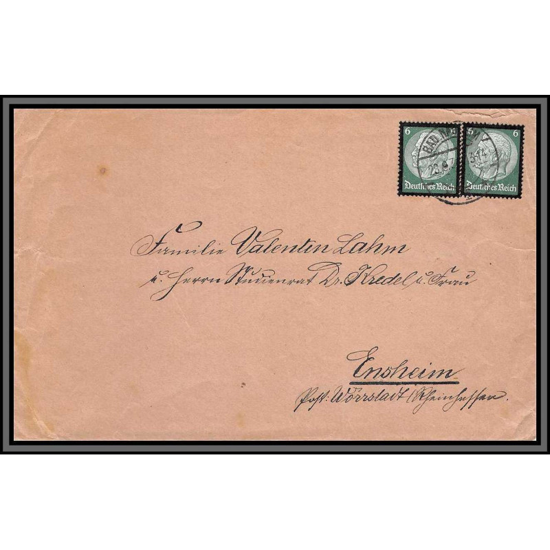 11492 N°505 paire Hindenburg 1939 bad nauheim lettre cover allemagne deutsches reich 
