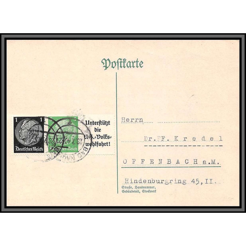 11493 maréchal hindenburg 1940 bad nauheim lettre cover allemagne deutsches reich 