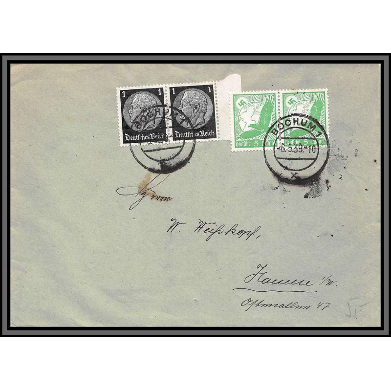 11508 bochum hitler 1939 lettre cover allemagne deutsches reich 