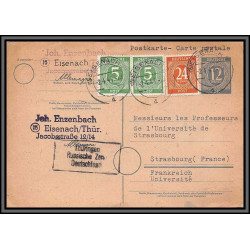 11514 entete ebzenbach Eisenach 1947 + complément entier stationery carte postale postcard allemagne deutsches reich