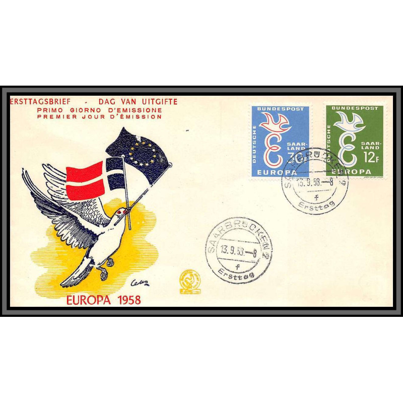 11515 europa 1958 fdc lettre cover allemagne bund germany saar land 