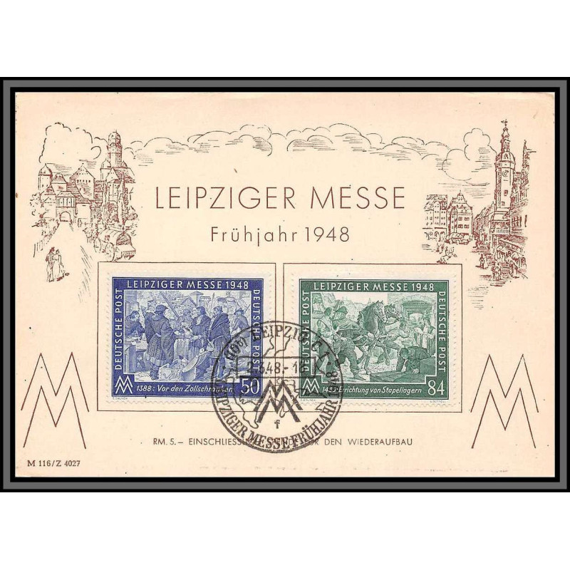 11535 Leipziger Messe 1948 carte postale postcard poskarte allemagne deutsche post 