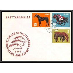 11536 N°999/1001 chevaux horses 1967 fdc lettre cover allemagne ddr germany 