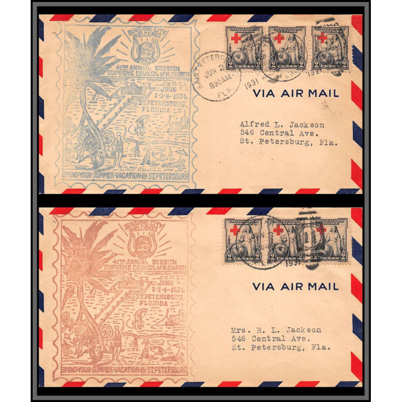 12076 st petersburg summer vacation 2/6/1931 lettre airmail cover usa aviation